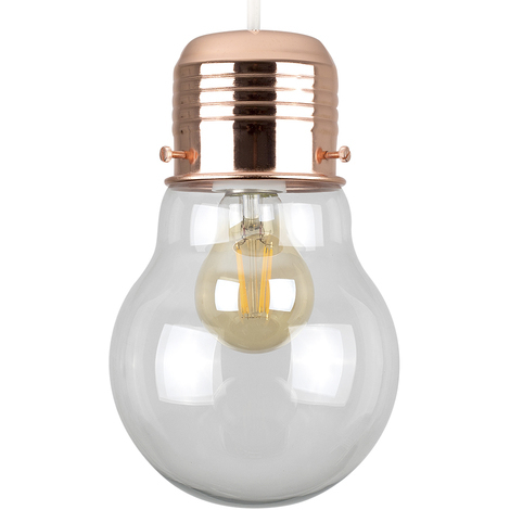 Copper Clear Glass Classic Lightbulb Shaped Ceiling Light