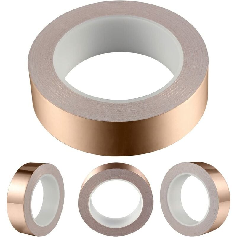 Copper Foil Tape with Conductive Adhesive 1.2inch x 20m - Conductive EMI Shielding for Stained Glass, Electrical Repairs (0.05mm Thick)