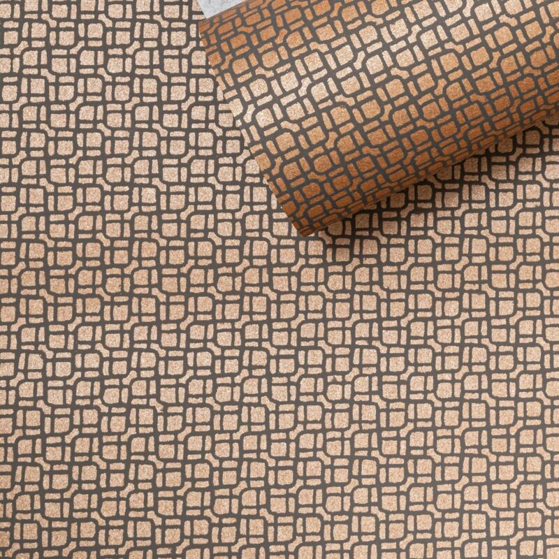 Holden - Copper Mosaic Pattern Wallpaper Geometric Smooth Bronze Shimmer Paste The Wall