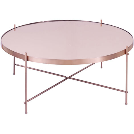 BO LIVING Copper Oakland Round Coffee Table with mirrored top and metal base, W82.5xD82.5xH33 cm