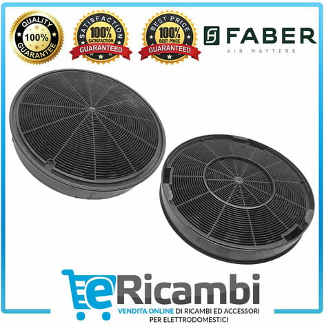 ERICAMBI COPPIA 2 FILTRI A CARBONI ATTIVI ANTIODORE PER CAPPA FABER DIAMETRO 19,5CM H. 3 CM