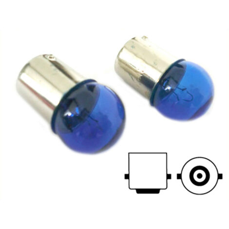 Coppia 2 Lampade Alogena G18 BA15S R10W 12V 10W Luci Posizione Colore Azzurro