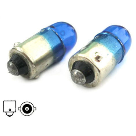 Coppia 2 Lampade Alogena T4W BA9S 12V 4W Azzurra Attacco Diritto Blister