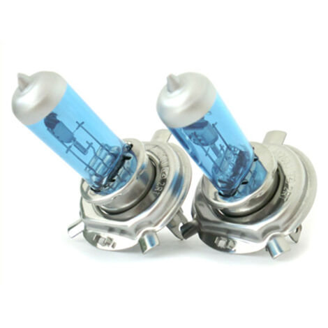 Coppia 2 Lampade H4 P43t 12V 60/55W Effetto Xenon Bianco Fari Anabbaglianti e Abbaglianti