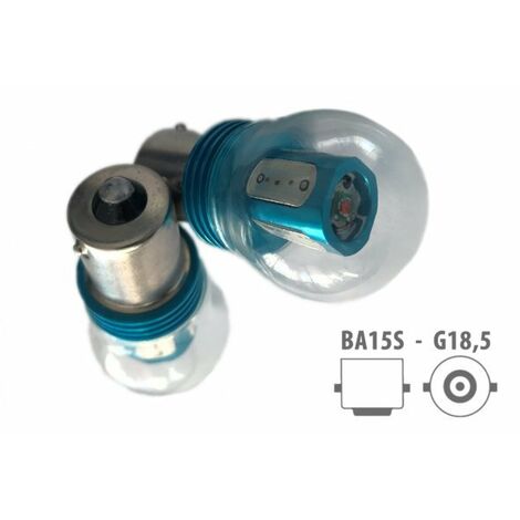 Coppia 2 Lampade Led BA15S 1156 P21W Colore Rosso 4 Power Led Da 2 W + 1 Led Cree da 5W Frontale 12V 13W