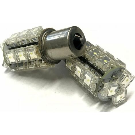 Coppia 2 Lampade Led BA15S 1156 P21W Con 18 F5 Quadrato Colore Bianco Freddo 6000K 12V 3W