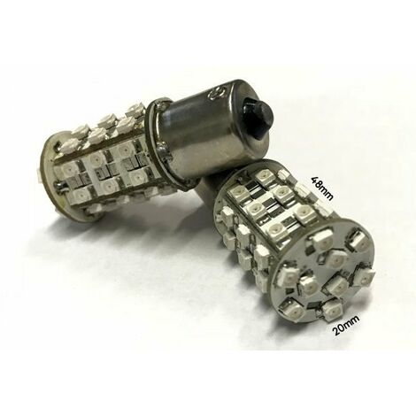 Coppia 2 Lampade Led BA15S 1156 P21W Con 39 Smd 3528 Colore Giallo Arancione 2V 2W