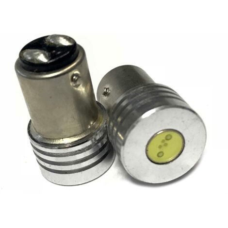 Coppia 2 Lampade Led BAY15D 1157 P21/5W Con 1 Power Led Da 1W Bianco Freddo 6000K 12V 1W
