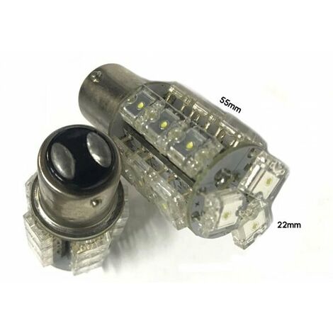 Coppia 2 Lampade Led BAY15D 1157 P21/5W Con 18 F5 Quadrato Colore Rosso 12V 3W