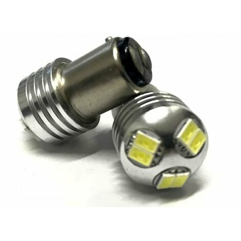 Coppia 2 Lampade Led BAY15D 1157 P21/5W Con 6 Smd 5730 Bianco Freddo 6000K 12V 3W