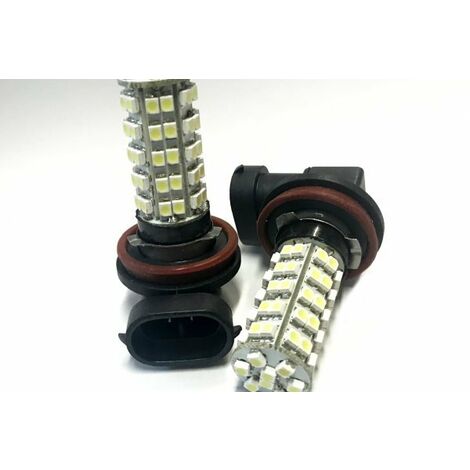 Coppia 2 Lampade Led H8 H11 Con 68 Smd 3528 Colore Rosso 12V 2W Per Fendinebbia