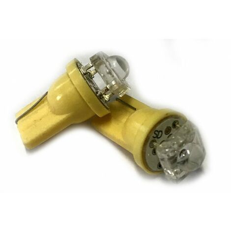 Coppia 2 Lampade Led T10 Con 1 Led F5 Flux Colore Giallo Yellow 12V 0,2W