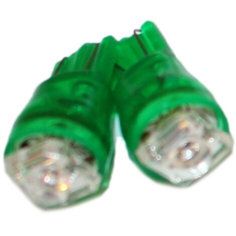Coppia 2 Lampade Led T10 Con 1 Led F5 Flux Colore Verde Green 12V 0,2W