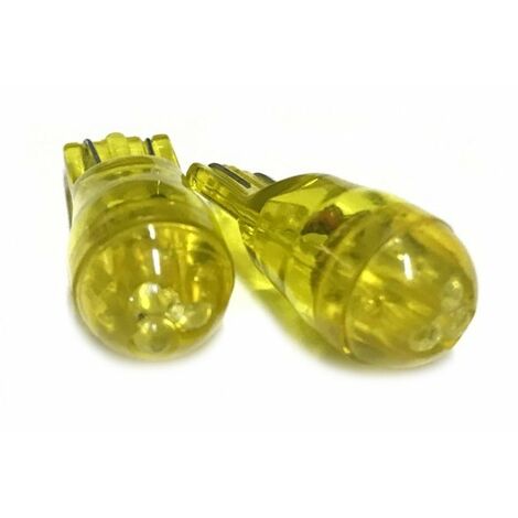 Coppia 2 Lampade Led T10 Con 3 Led F3 Colore Giallo Yellow 12V 0,2W