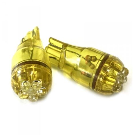 Coppia 2 Lampade Led T10 Con 6 Led F3 Colore Giallo Yellow 12V 0,2W