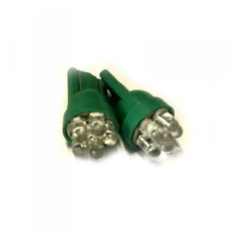 Coppia 2 Lampade Led T10 Con 7 Led F3 Colore Verde Green 12V 0,2W