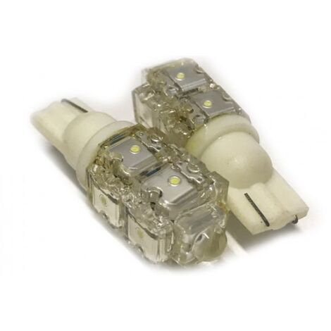 Coppia 2 Lampade Led T10 Con 9 Led F5 Flux Colore Bianco Freddo 6000K 12V 1W