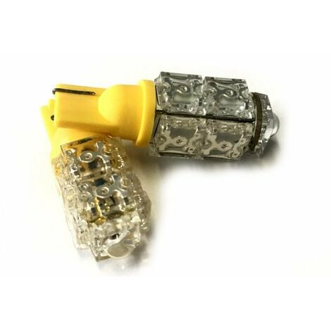 Coppia 2 Lampade Led T10 Con 9 Led F5 Flux Colore Giallo Yellow 12V 1W