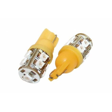 Coppia 2 Lampade Led T10 Con 9 Smd 3528 Colore Giallo Yellow 12V 1W