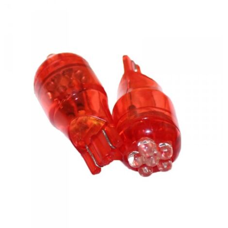 Coppia 2 Lampade Led T10 T15 Con 6 Led F3 Colore Rosso Red 12V 0,2W