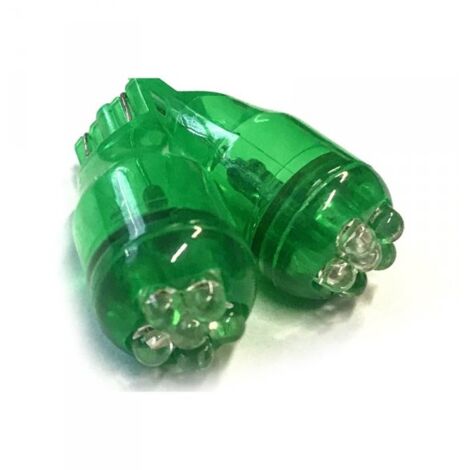 Coppia 2 Lampade Led T10 T15 Con 6 Led F3 Colore Verde Green 12V 0,2W