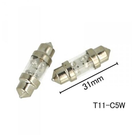 Coppia 2 Lampade Led T11 C5W Siluro 31mm Con 4 Led F3 Colore Giallo Yellow 12V 0,2W
