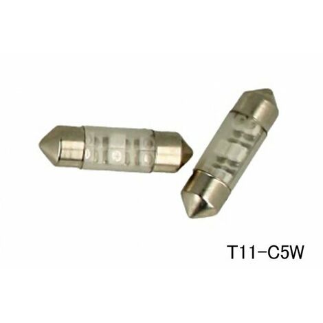 Coppia 2 Lampade Led T11 C5W Siluro 31mm Con 6 Smd 3528 Colore Verde 12V 1W