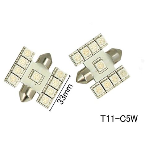 Coppia 2 Lampade Led T11 C5W Siluro 33mm Con 9 Smd 5050 Colore Blue Blu 12V 1W