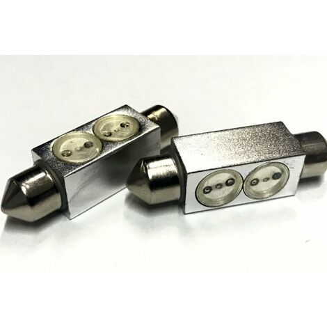 Coppia 2 Lampade Led T11 C5W Siluro 40mm Con 2 Power Led Colore Giallo 12V 2W