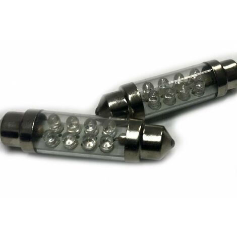 Coppia 2 Lampade Led T11 C5W Siluro 42mm Con 8 Led F3 Colore Giallo Yellow 12V 0,2W