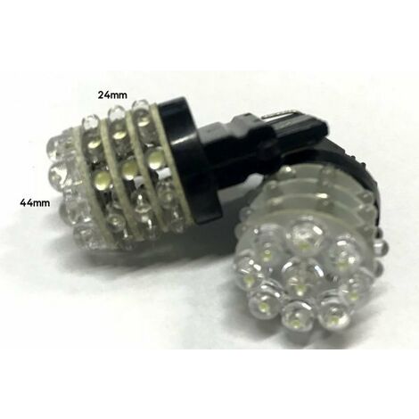 Coppia 2 Lampade Led T25 3156 P27W Con 9 F5 Frontale + 27 F3 Laterale Bianco Freddo 6000K 12V 2W