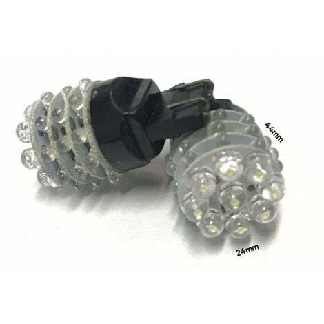 Coppia 2 Lampade Led T25 3157 P27/7W Con 9 F5 Frontale + 27 F3 Laterale Colore Giallo Arancione 12V 2W