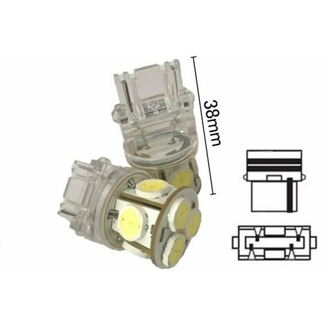 Coppia 2 Lampade Led T25 P27W 3156 Con 8 Smd 9080 Bianco Freddo 6000K 12V 4W