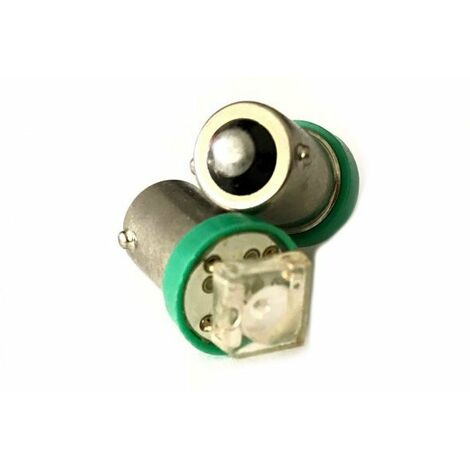 Coppia 2 Lampadine Led BA9S T4W Piedi Dritti Con 1 Led Colore Verde 12V 0,2W
