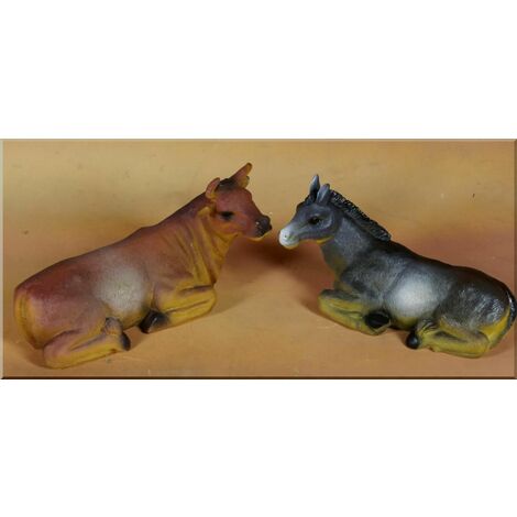 PERAGASHOP COPPIA ASINO E BUE IN RESINA PER NATIVITÀ DA 30 CM PER PRESEPE