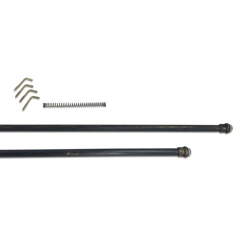COPPIA ASTINE nero oro DOPPIA FUNZIONE MOLLA regolabili CM. 70 - 100 Per tenda a vetro