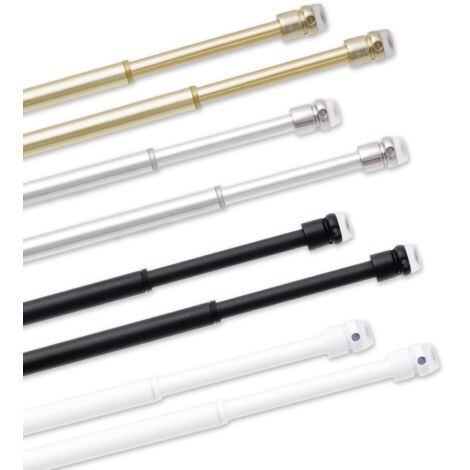 UNBRANDED Coppia Astine per Tende Tendine a molla vetro REGOLABILI Bastoni pressione ASTE - Colore: Bianco - Misura: Cm 36/60