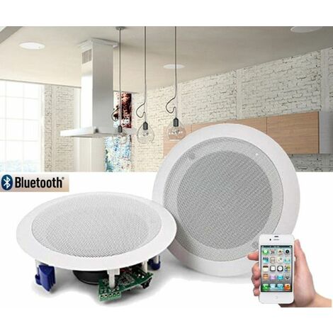 COPPIA CASSE ALTOPARLANTI AUDIO BLUETOOTH SOFFITTO INCASSO CASA UFFICIO 20W