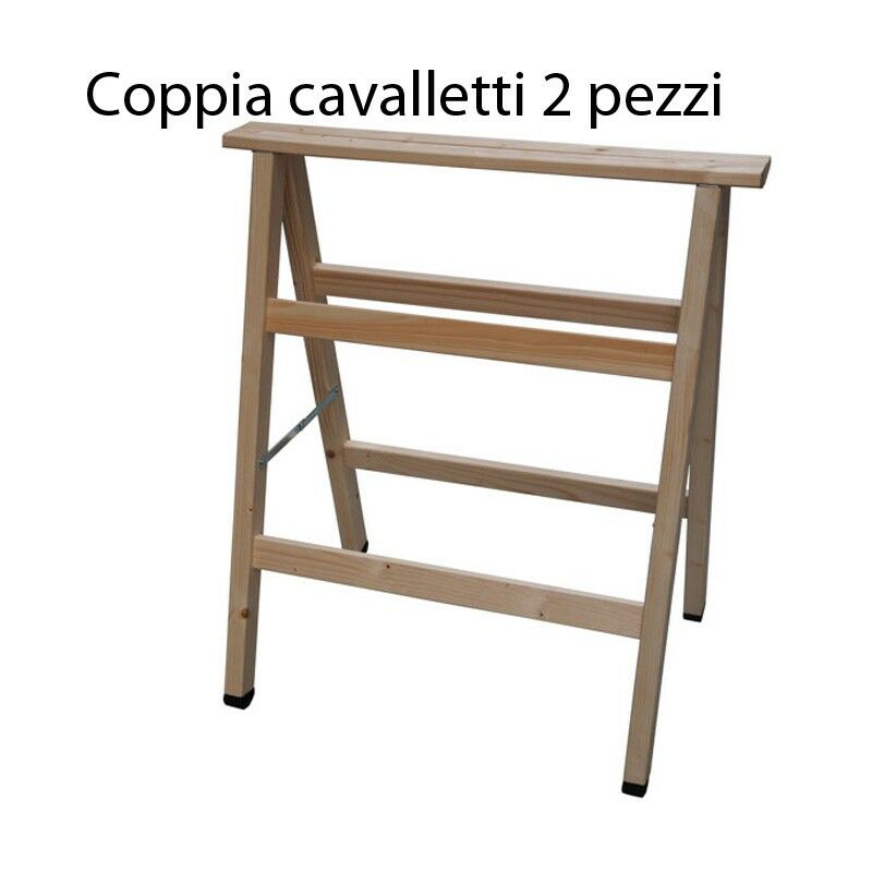 Image of Biondi - Coppia Cavalletti da Lavoro in Legno Pieghevoli Salvaspazio Tavolo Officina