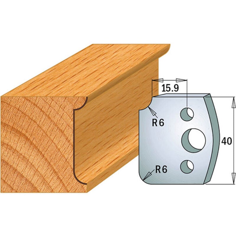 690.173 COPPIA COLTELLI SP 40x4mm CON RAGGI CONCAVI-CONVESSI R6mm