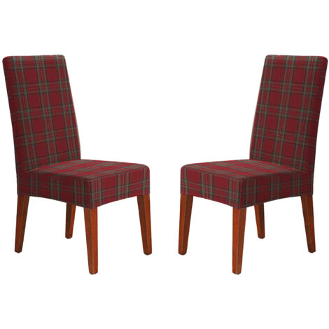 Coppia Coprisedia Con Schienale Antimacchia Scozzese Rosso Tartan Perth
