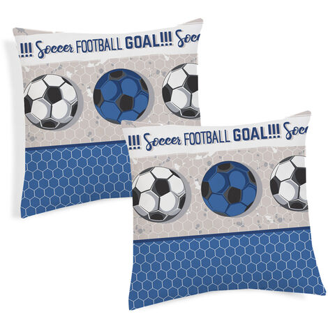 Coppia Cuscini Arredo Imbottiti 40x40 Disegno Calcio Colore Blu