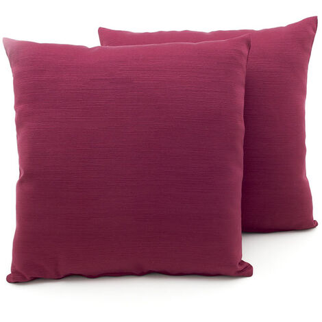 Coppia Cuscini Arredo Imbottiti Tessuto Ottoman In Tinta Unita Bordeaux 06, misura60x60coloreBordeaux 06