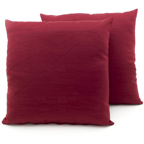 Coppia Cuscini Arredo Imbottiti Tessuto Ottoman In Tinta Unita Bordeaux 27, misura40x40coloreBordeaux 27