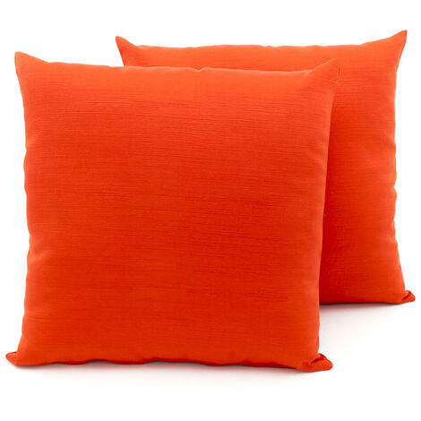 Coppia Cuscini Arredo Imbottiti Tessuto Ottoman In Tinta Unita Colore Arancio 17, misura40x40coloreArancio 17