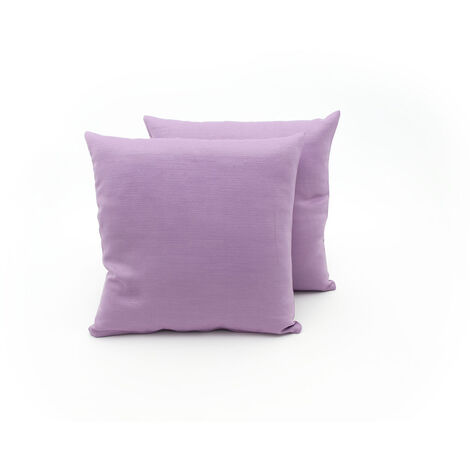 Coppia Cuscini Arredo Imbottiti Tessuto Ottoman In Tinta Unita Colore Lilla 37, misura60x60coloreLilla 37