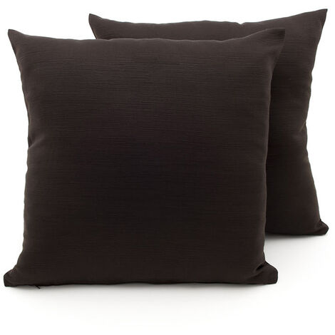 Coppia Cuscini Arredo Imbottiti Tessuto Ottoman In Tinta Unita Colore Marrone 21, misura40x40coloreMarrone 21