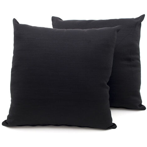 Coppia Cuscini Arredo Imbottiti Tessuto Ottoman In Tinta Unita Colore Nero 22, misura40x40coloreNero 22