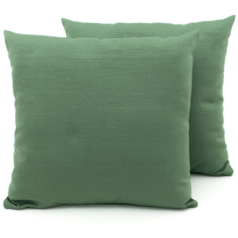Coppia Cuscini Arredo Imbottiti Tessuto Ottoman In Tinta Unita Colore Verde 07, misura50x50coloreVerde 07