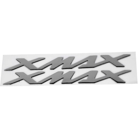 Coppia di adesivi/decalcomanie con stemma 3D per moto XMAX 125 250 400 (argento)